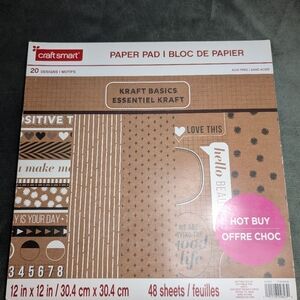 Scrapbook Craft Smart Kraft Basics 12"x12" Paper Pad Cardstock 48 Sheets